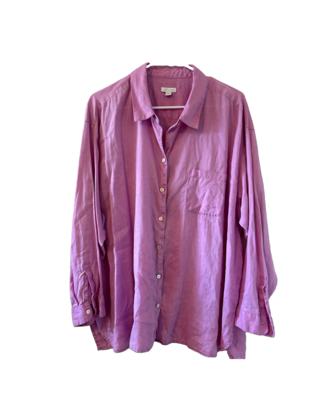 J.Jill Love Linen 100% Long Sleeve Button Up Women’s 2X Shirt Pink